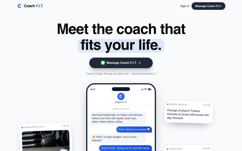 Finally, a Coach That Fits Your Life | Coach F.I.T. — screenshot