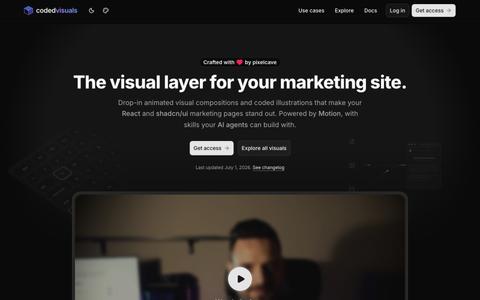 Animated visuals &amp; illustrations for React and shadcn/ui - CodedVisuals — screenshot
