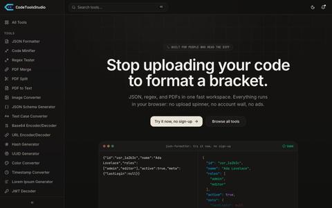 Code Tools Studio: Fast, free developer & file tools — screenshot