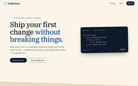 AI-Generated Codebase Tours for Developer Onboarding | CodeTours — screenshot