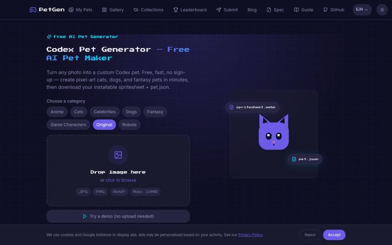 Codex Pet Generator — Free AI Pet Maker — screenshot