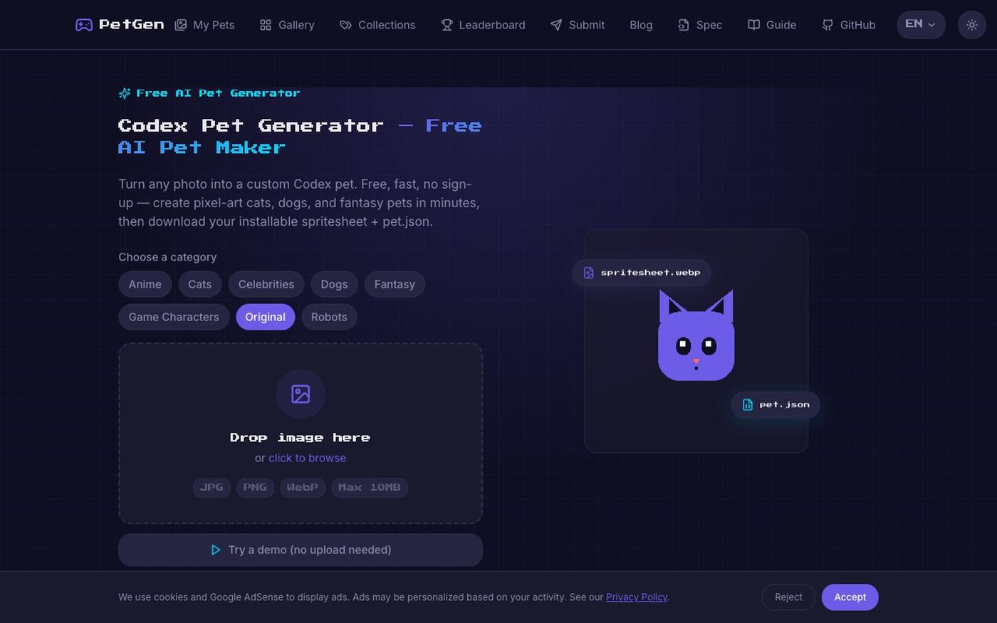 Codex Pet Generator — Free AI Pet Maker — screenshot