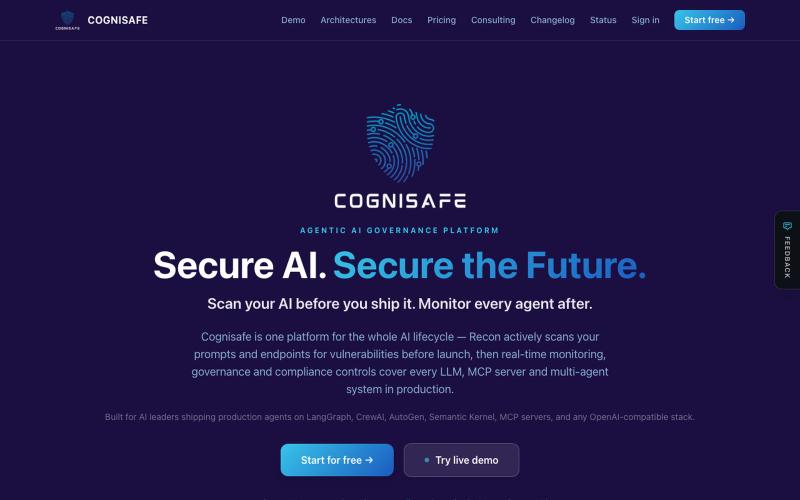 Cognisafe — Secure AI. Secure the Future. — screenshot