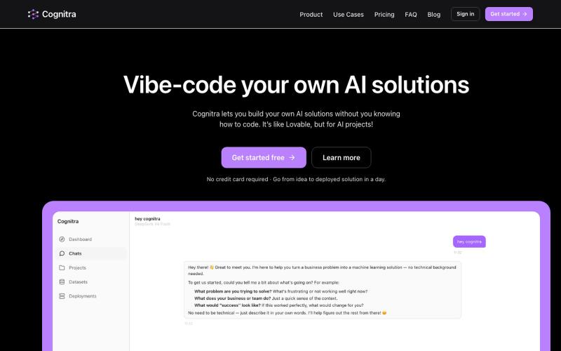 Cognitra - Turn a chat into a deployed AI model — screenshot
