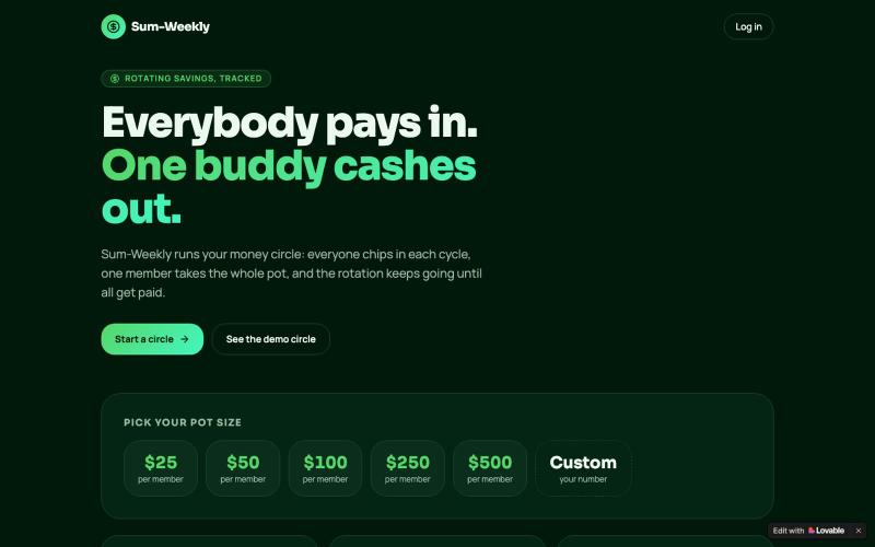 Sum-Weekly — Rotating Savings Circles With Friends — screenshot