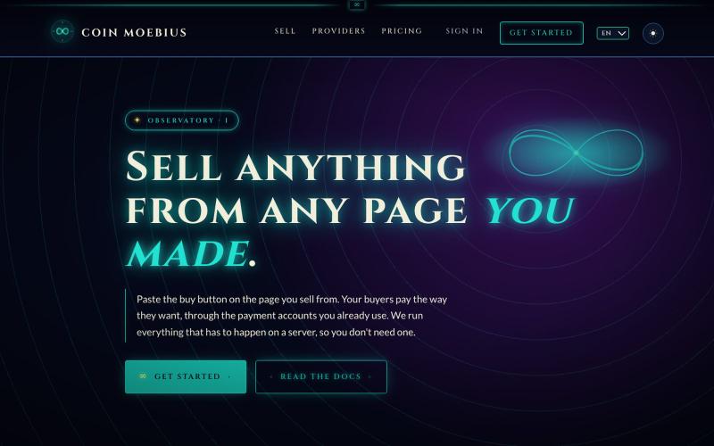 Coin Moebius | a buy button for the page you already have — screenshot