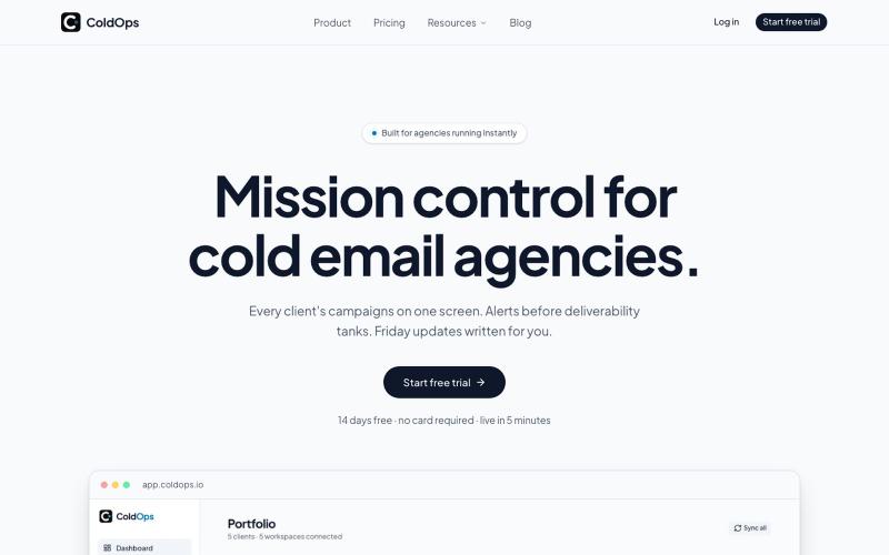 ColdOps — Mission control for cold email agencies — screenshot