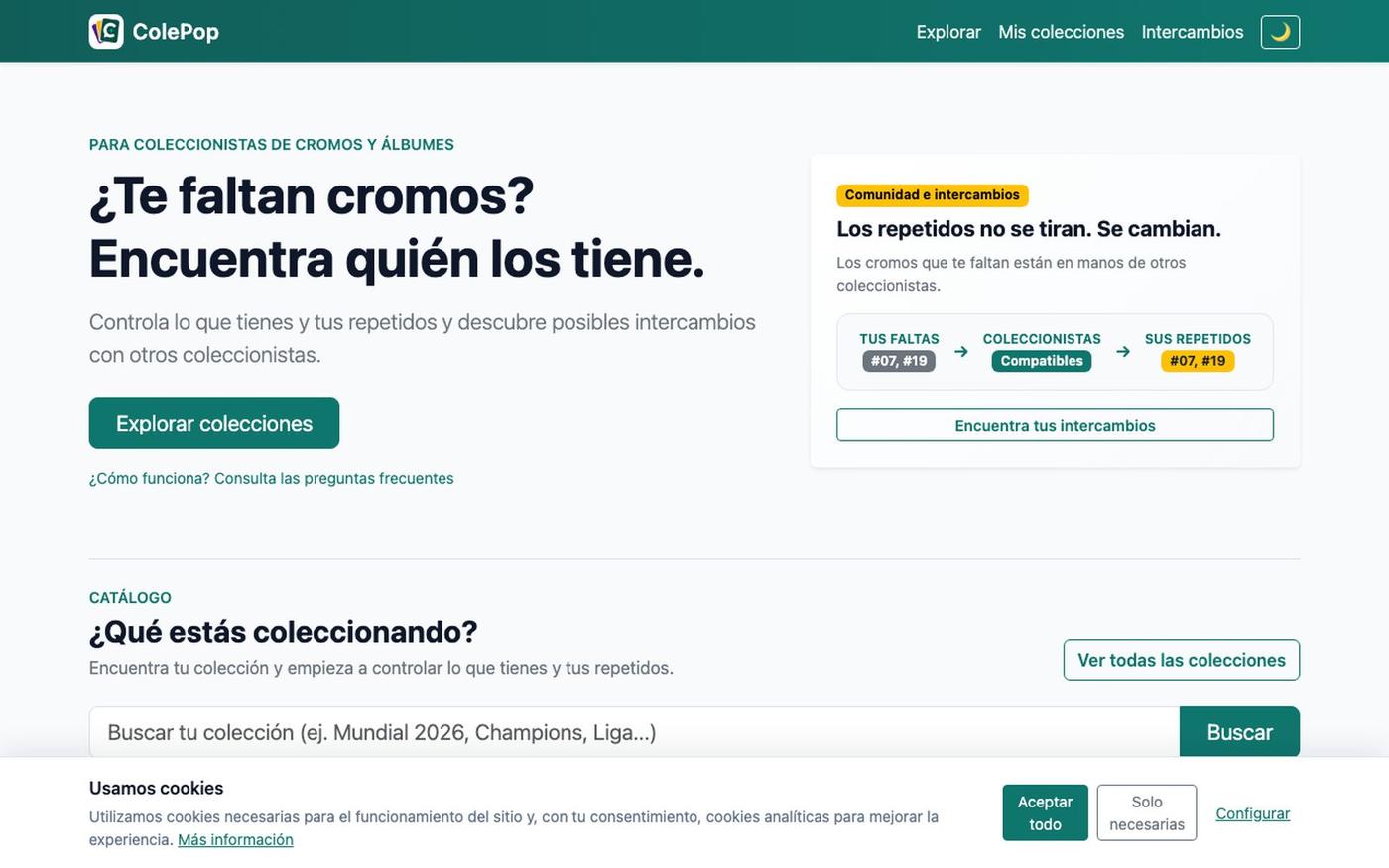 ColePop — ¿Te faltan cromos? Encuentra quién los tiene — screenshot