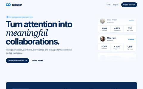 Colleator | X creator marketplace — screenshot