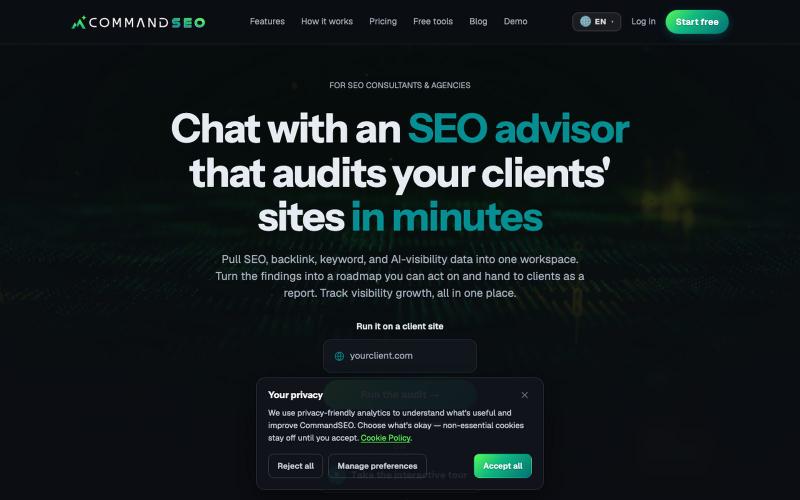 AI SEO tool that gets your site Search-Ready | CommandSEO — screenshot