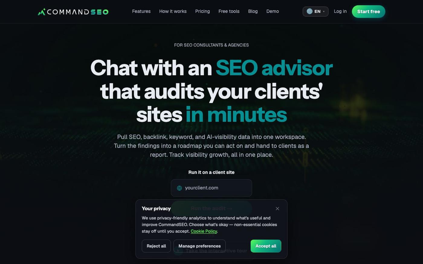 AI SEO tool that gets your site Search-Ready | CommandSEO — screenshot