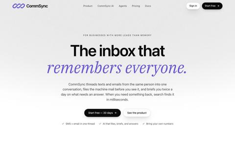 CommSync — The AI-native inbox for SMS + email — screenshot