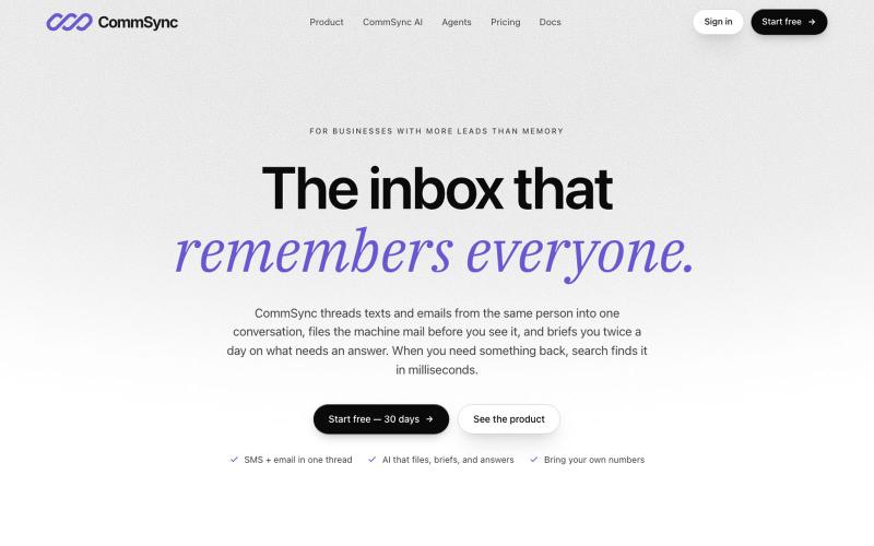 CommSync — The AI-native inbox for SMS + email — screenshot