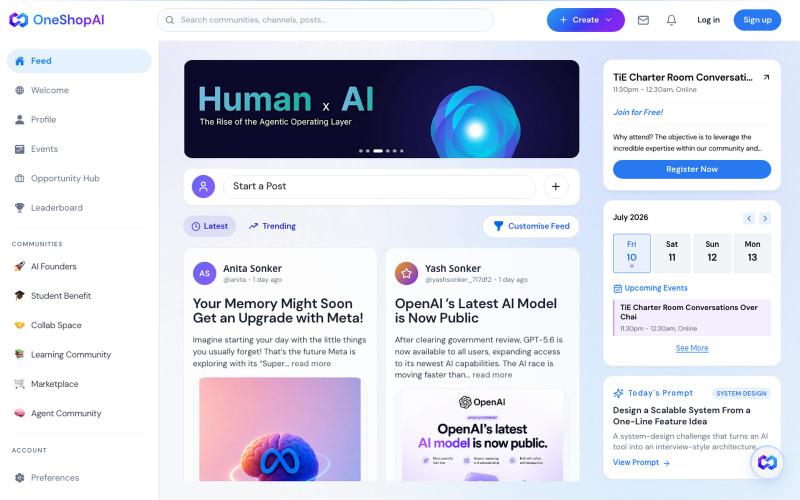 OneShopAI Community — AI tools, learning & discussion — screenshot