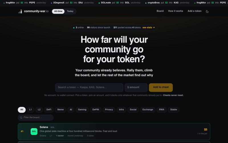 community-war.io — how far will your community go? — screenshot