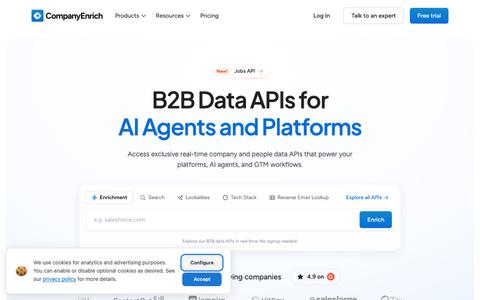 Company and People Data APIs for AI Agents and Platforms — screenshot