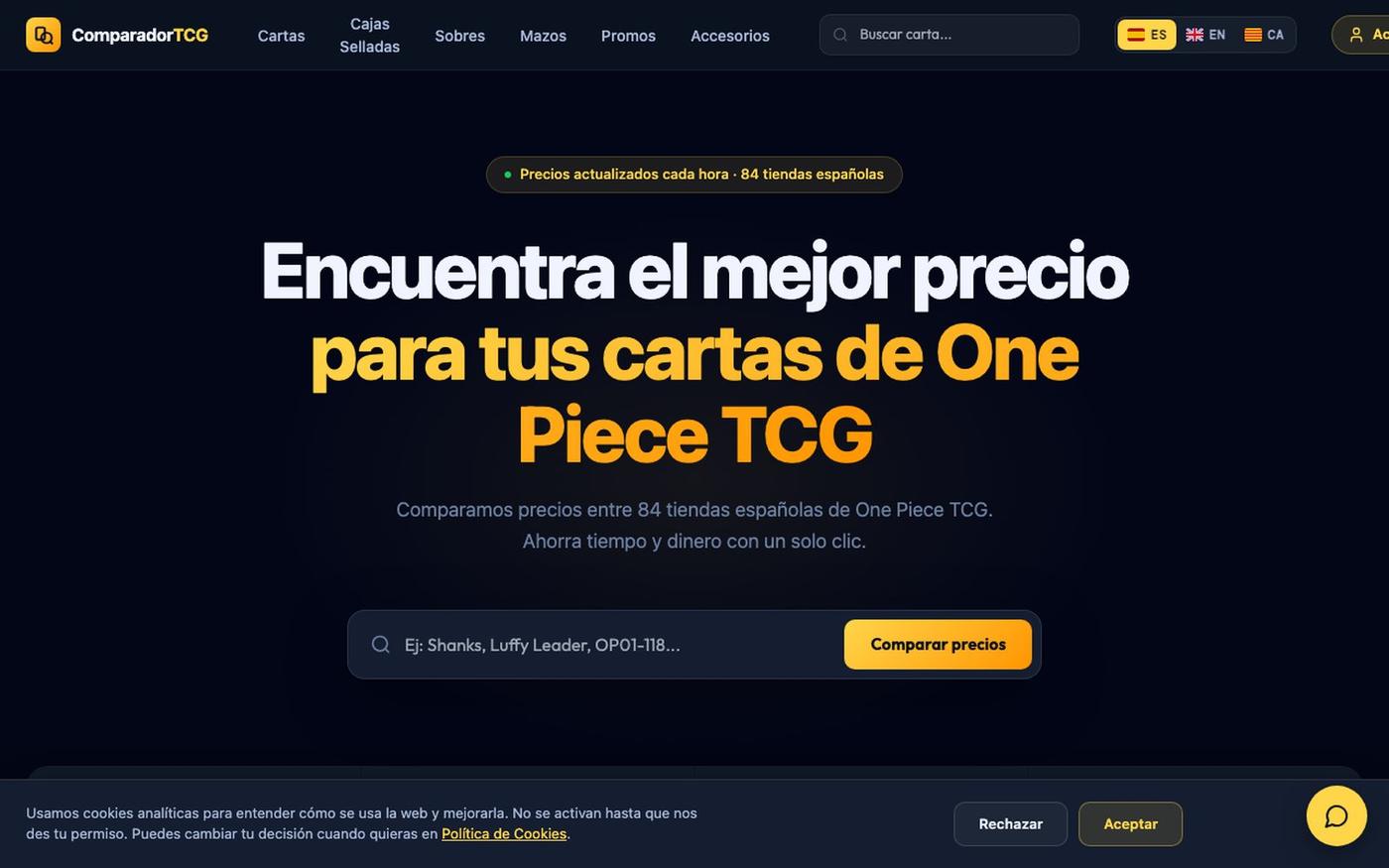 ComparadorTCG.es — Comparador de precios One Piece TCG — screenshot
