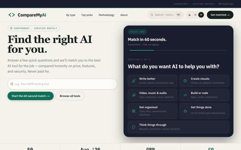 CompareMyAI — Find your AI in 60 seconds — screenshot