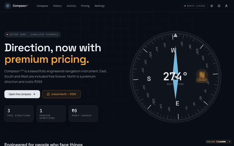 Compass+™ — Direction, now with premium pricing — screenshot