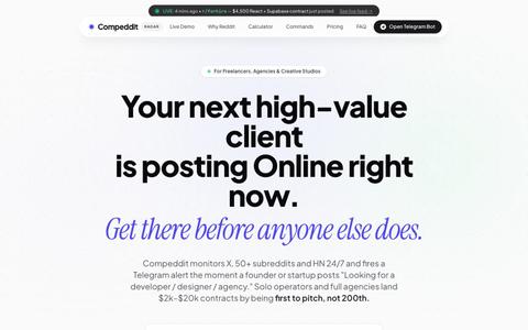 Compeddit — Agentic Client Radar for Freelancers & Agencies — screenshot