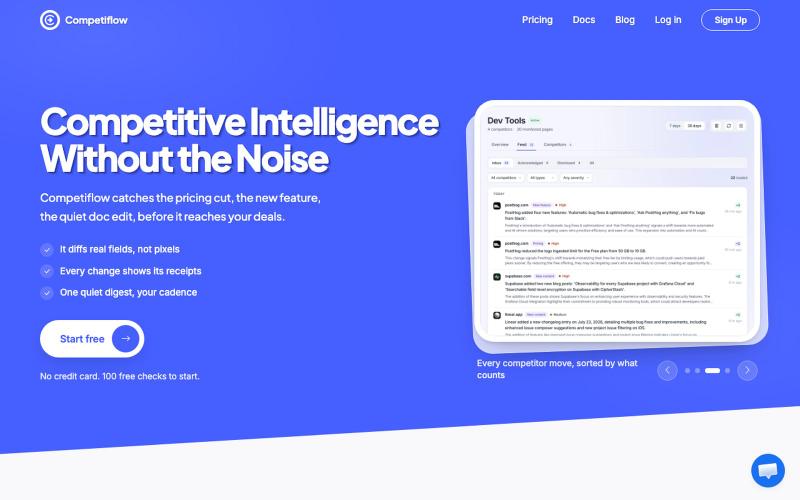 Competitor Monitoring & Change Alerts | Competiflow — screenshot