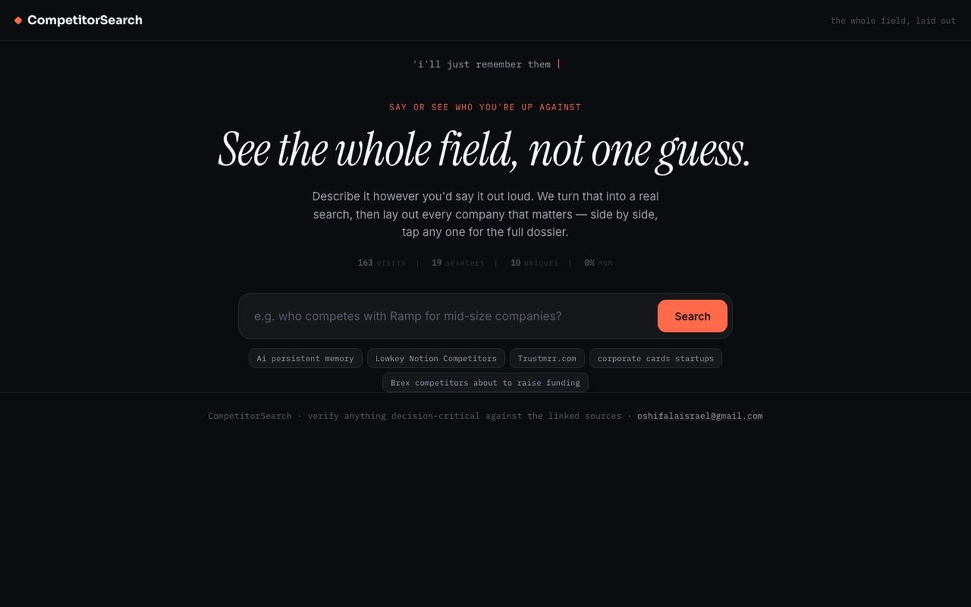 CompetitorSearch — See the whole field — screenshot