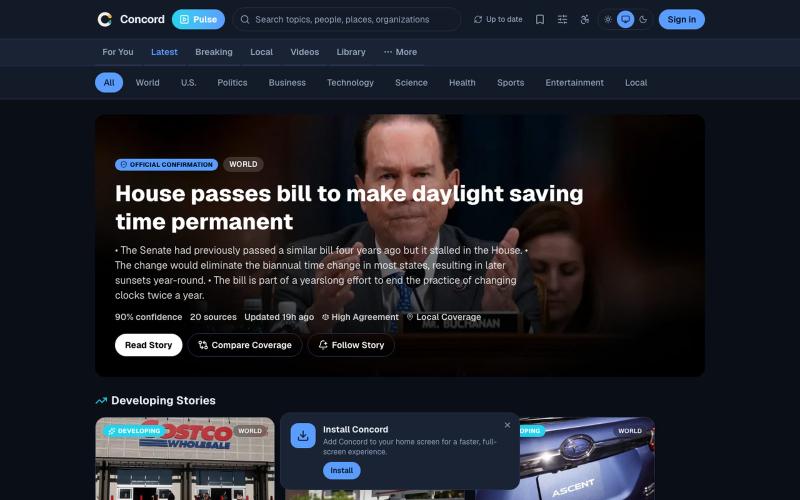 Concord — News, compared — screenshot