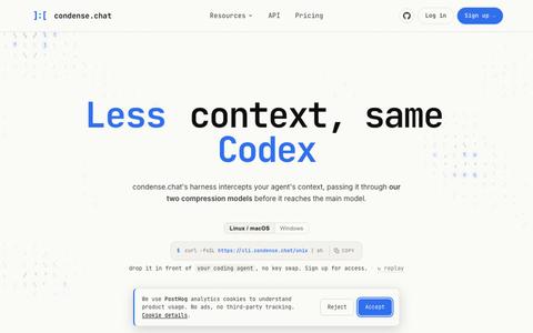 condense.chat | LLM Input Compression API — screenshot