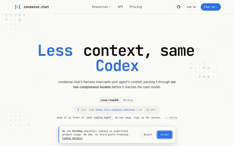 condense.chat | LLM Input Compression API — screenshot