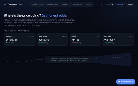 Coneview — Honest AI Market Forecasts — screenshot