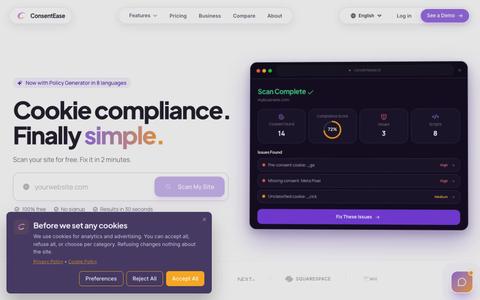ConsentEase - GDPR Cookie Consent for Small Businesses — screenshot