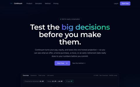Continuum — Equity, tax & net-worth planning for high earners — screenshot