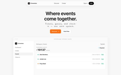 Conventus — Where Events Come Together — screenshot
