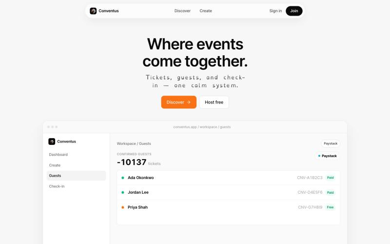 Conventus — Where Events Come Together — screenshot