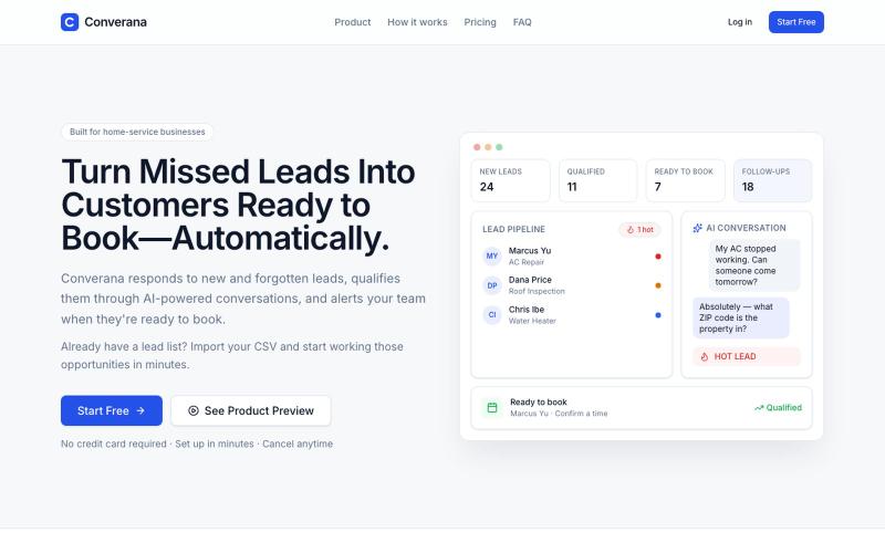 Converana — Turn Missed Leads Into Booked Jobs — screenshot