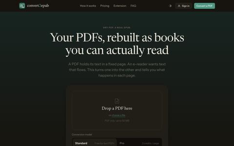 PDF to EPUB Converter — Free, with Real Chapters & TOC | Convert2EPUB — screenshot