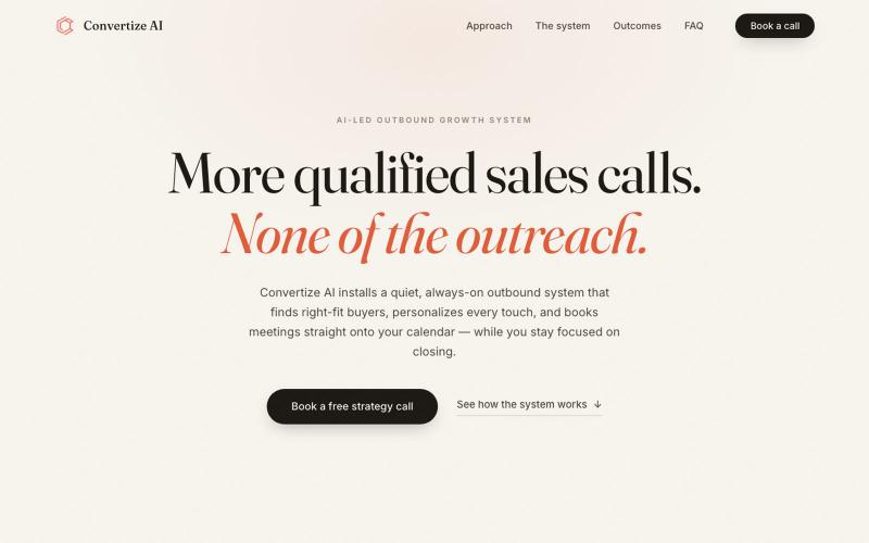 Convertize AI | More Qualified Sales Calls. None of the Outreach. — screenshot