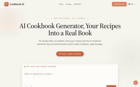 AI Cookbook Generator, Your Recipes Into a Book — screenshot