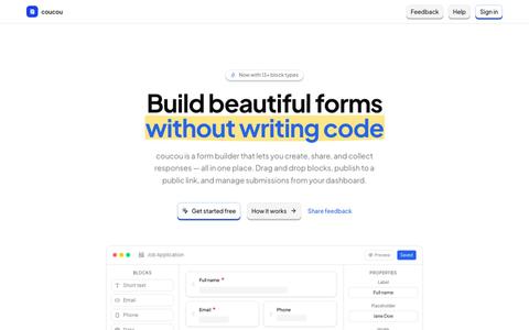 Coucou — Build & Share Forms — screenshot