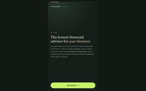 Counsel — your honest AI CFO — screenshot