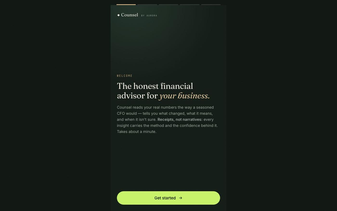 Counsel — your honest AI CFO — screenshot