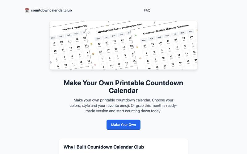 Countdown Calendar – Free Printable PDF — screenshot