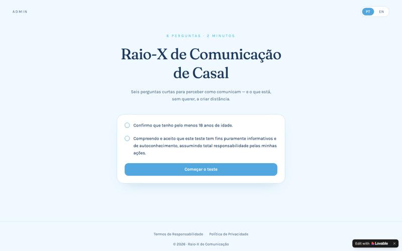 Raio-X de Comunicação de Casal | Teste de 6 perguntas — screenshot