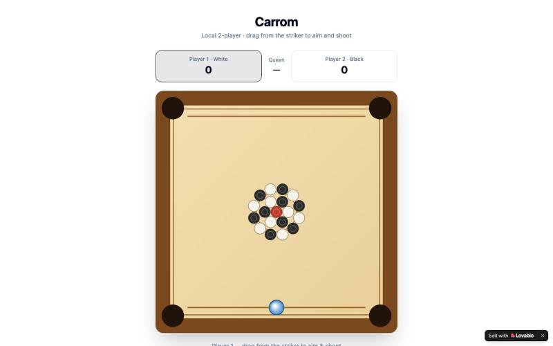 Carrom — 2-Player Board Game — screenshot