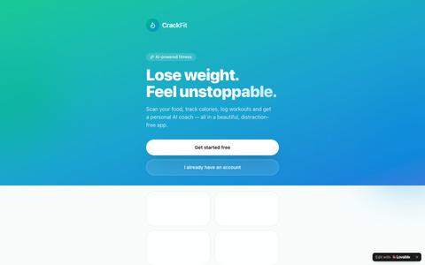 CrackFit — AI Fitness, Calories & Weight Loss Coach — screenshot