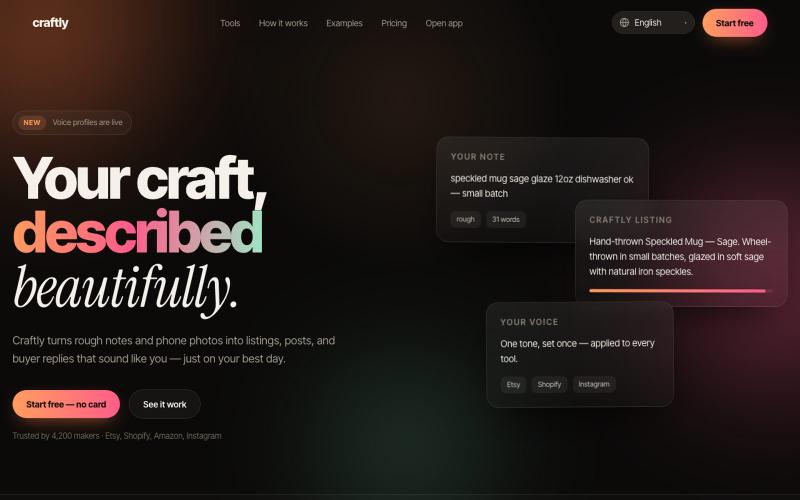 Craftly — Words that sell your craft — screenshot