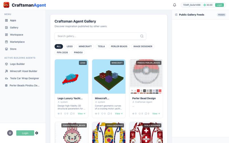 Craftsman Agent Gallery | LEGO Builds, Minecraft Blueprints, Perler Beads Pindou — screenshot