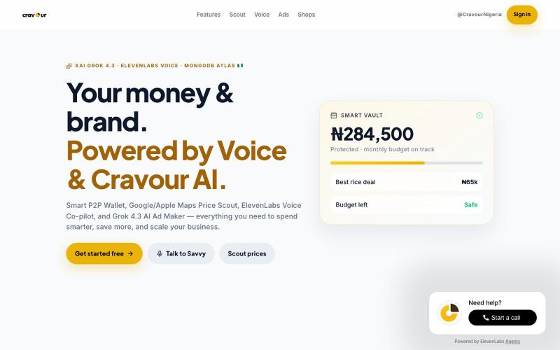 Cravour — AI Money Co-Pilot for Nigeria | Wallet, Price Scout & Voice — screenshot