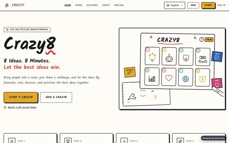 Crazy8 — Sketch Your Ideas. 8 Minutes. 8 Ideas. — screenshot