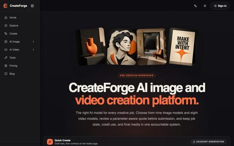 CreateForge AI — AI Creation Platform — screenshot